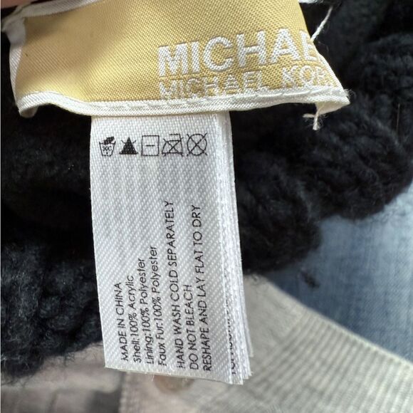 Michael Michael Kors Knit Beanie with Faux Fur Pom Pom - Picture 3 of 4